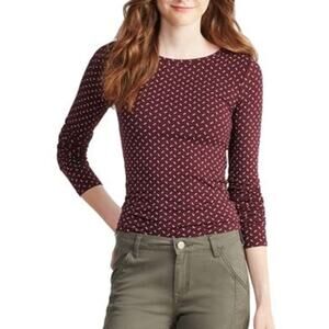 Prince & Fox Long Sleeve Ribbed Polka Dot‎ Print Knit Pullover T-Shirt Women XS